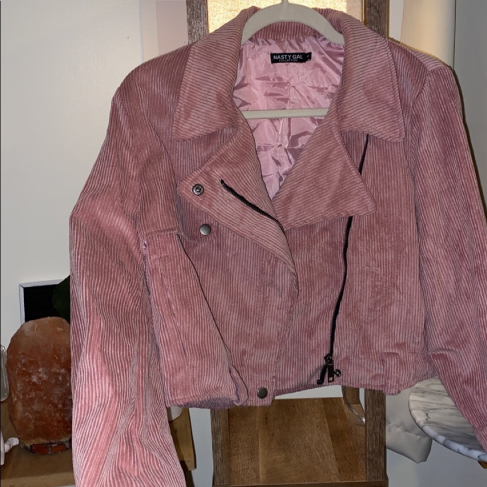 DUSTY PINK CORDUROY DOUBLE BREASTED JACKET - Picture 2 of 4